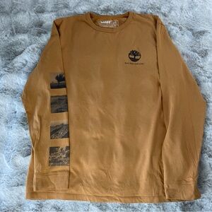 Timberland Men's Tan Graphic Long Sleeve Tee